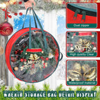 Shappy 4 Pcs Red Wreath Storage Bag Clear Wreath Box Storage Containers with Clear Window and Handle Garland Containers for Holiday Seasonal Bags (24 Inch)