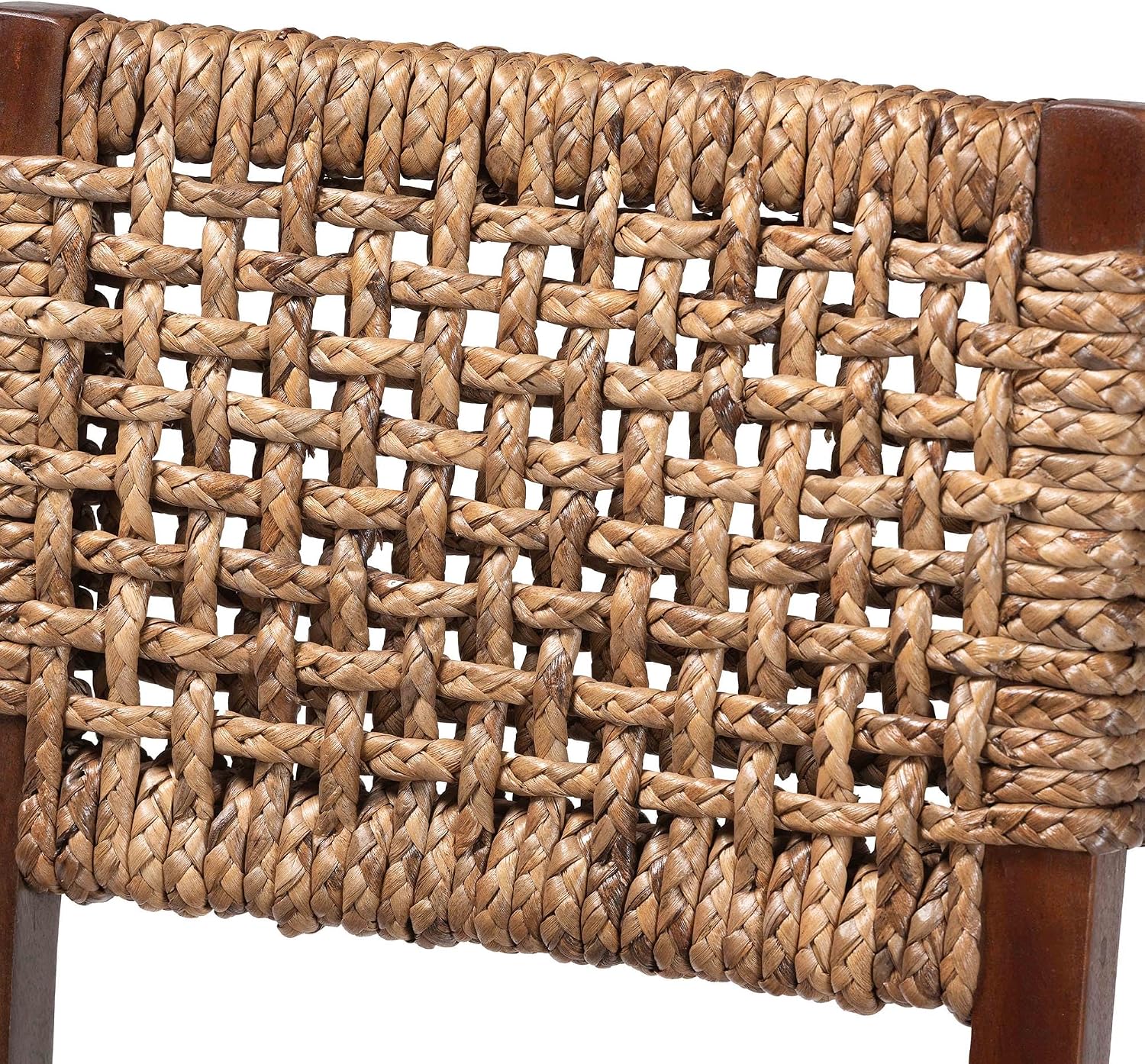 Bali & pari Alise Seagrass and Mahogany Wood Chair, Dining Height, Earthy Brown