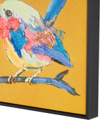 Deco 79 Canvas Bird Living Room Framed Wall Art 3D Textured Canvas Wall Art with Black Frame and Gold Foil Accents, Set of 2 Wall Art 12" W, 13" H, Multi Colored