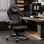 Ergonomic Gaming Chair with Retractable Footrest, High Back Video Game Chairs Computer Gaming Chairs with Headrest and Lumbar Support 400 lbs Linked Armrests Adult Chair (Black)