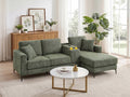 99.21" L Shaped Sectional Sofa with Convertible Chaise, Chenille Modern Modular Couch with Storage Box, USB & Type C Port, 4-Seater Cloud Sofa with Metal Legs for Living Room, Apartment, Green