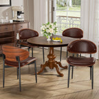 YaFiti Dining Chairs Set of 6, Dining Room and Kitchen Chairs, Mid Century Modern Retro Chair, Upholstered PU Leather Chairs for Vanity with Walnut Bentwood and Metal Legs(Brown)
