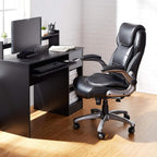 Amazon Basics Ergonomic High-Back Office Chair with Flip-Up Arms, Adjustable Lumbar Support, Height Adjustable, 29.5"D x 27.5"W x 44.75"H, Black