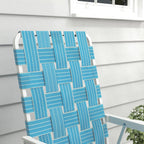 4-Pack Blue Folding Patio Chairs: Lightweight Steel FFor rame, PE Strap Seat, 264lb Capacity, Fold to 33" L x 2.75" H for Camping & Lawn