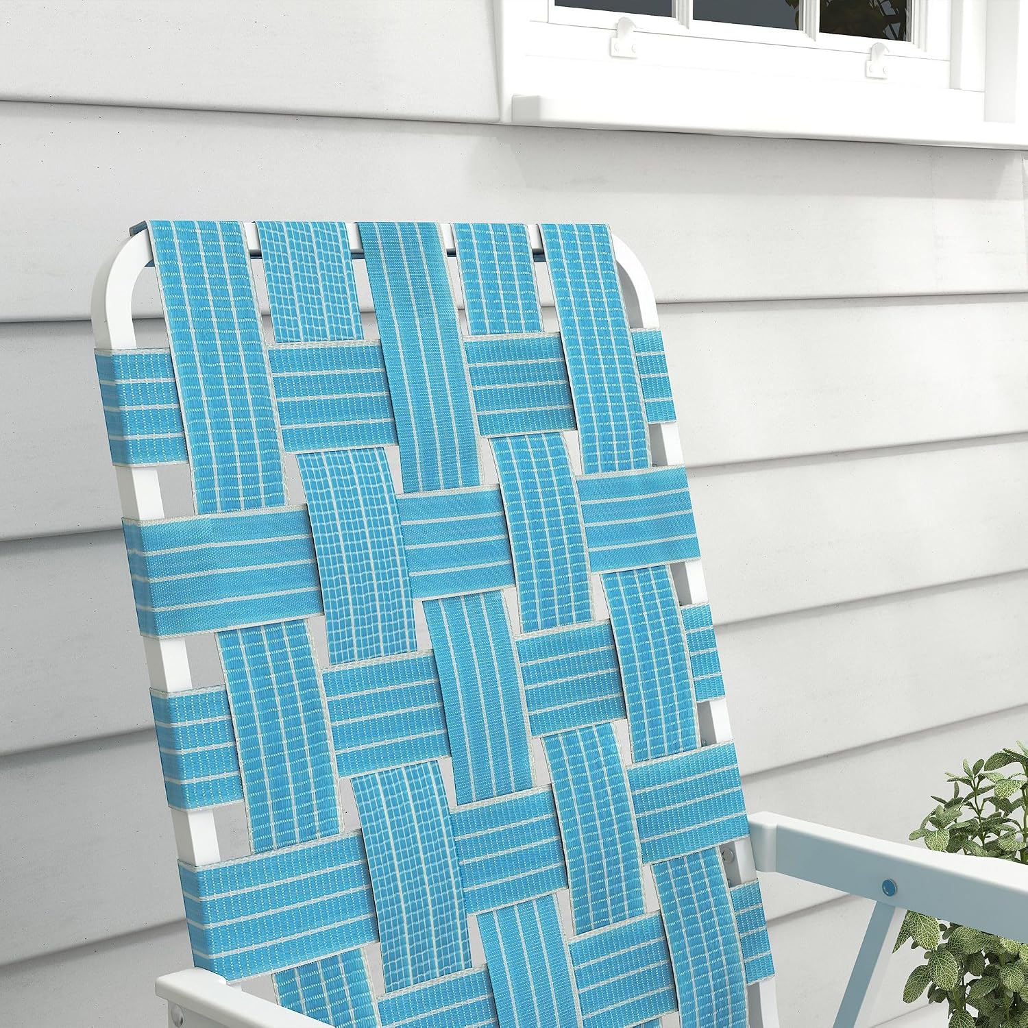 4-Pack Blue Folding Patio Chairs: Lightweight Steel FFor rame, PE Strap Seat, 264lb Capacity, Fold to 33" L x 2.75" H for Camping & Lawn