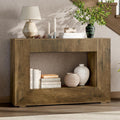 RALGEND Farmhouse Console Table 2 Handle-Less Drawers, 47 Inches Wooden Entryway Table with Storage, Industrial Fluted Sofa Table, Accent Table for Living Room, Entrance, Foyer, Hallway, Dark Brown