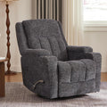 Swivel Rocker Recliner Chair with Dual Cup Holders, 360° Glider Rocking Nursery Armchair, Overstuffed Ergonomic Chenille Reclining Sofa for Living Room, Theater, Gaming, 360 lbs Capacity, Dark Grey