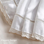 MIYE Wrap Around Ruffled Lace Bed Skirt, Elastic Dust Ruffle with Adjustable Belts, Easy to Put On, Bed Frame Cover, Machine Washable (Floral Lace/White, King/Queen-15 Drop)