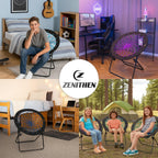 Zenithen Foldable 29" Bunjo Bungee Chairs, Plum, Indigo & Teal, 3-Pack