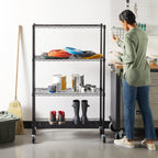 Amazon Basics 4-Shelf Adjustable Heavy Duty Steel Wire Rack Storage Shelving, Sturdy Garage Shelving, 350 lbs Capacity Per Shelf, Easy No-Tool Assembly, 36" x 14" x 54", Black