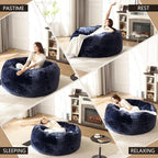 Bean Bag Chair for Adults Soft Comfy Bean Bag for Adults, Cozy Reading Chair, Large Round Bean Bag Couch, Versatile Living Room & Bedroom Chairs (Blue, 4FT)