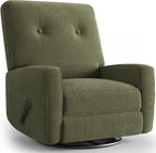 Garvee Nursery Recliner Chair, 360° Swivel Rocking Glider Chair for Adults with Adjustable Backrest & Footrest, Cozy Corduroy Upholstered Armchair for Living Rooms, Bedrooms, Apartments, Green