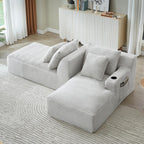 Eafurn Oversized Double Chaise Lounge Indoor with Cup Holders & Side Pocket, 71" Plush Corduroy Boneless Chaise Lounge Sofa with High Density Sponge & Deep High Seat Comfy Sleeper Couch Bed