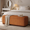 46'' Storage Bench for Bedroom, Modern Storage Ottoman Bench with Walnut Grain Base, Upholstered Bench with 27 Gallons Storage Space for Bedroom End of Bed, Entryway, Living Room, Orange