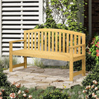 56-inch 2-Seat Hardwood Slatted Backrest Armrest Natural Finish Heavy-Duty All-Weather Sturdy Durable Premium Eco-Friendly Quality Long-Lasting