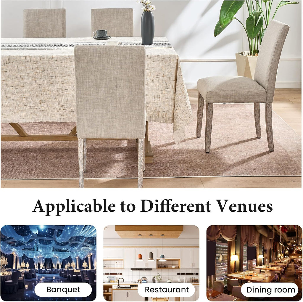 Joysoul Dining Chairs Set of 2, Upholstered Parsons Dining Chairs with Solid Wood Legs, Thickened Cushion & Ergonomic Back, Modern Fabric Kitchen Chairs for Dining Room, Living Room, Office