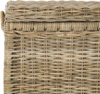 happimess Jacob 30.7" Collapsible Wicker Storage Trunk, Natural | Hand-Woven Rattan, Removable Lid and Liner, Coastal Style, Folds Flat, Entryway Toy Chest, Mango Wood, Iron Frame
