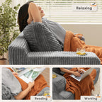 Homall Oversized Chaise Lounge Chair, Cloud Couch with Fluffy Upholstered, Deep Seat Sleeper Sofa Bed with Two Cup Holders, Comfy Boneless Couch No Assembly Required for Living Room, Apartment (Grey)