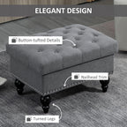 Versatile Upholstered Storage Ottoman with Tufted Lid and Nailhead Trim for Living Room, Bedroom or Entryway