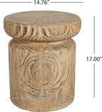 Merax MGO Wood Grain Side Table, Realistic Tree-Stump Design, Lightweight Concrete End Table for Indoor & Outdoor Use, Natural Wood