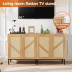 Mericonia Buffet Cabinet with Storage, Sideboards 2 Doors with Metal Base and Adjustable Shelf for Kitchen, Coffee Bar, Entryway, Hallway,Living Room (2 Door Buffet Cabinet, Rattan-Natural 2.0)