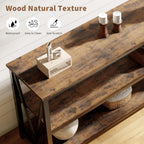 IDEALHOUSE Industrial Entryway Table, 47 in Narrow Long Console Table with Storage, 3 Tier Wood Console Table for Living Room, Farmhouse Sofa Tables Behind Couch, Hallway Table for Foyer-Brown