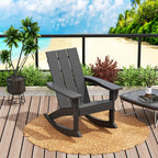 HDPE Shoreside Modern Rocking Poly Adirondack Chair,Gray