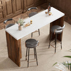 Bar Table for 4-6 People - 55” Long Counter Height Pub with Extra Thickened Tabletop, Modern Rectangular Home Bar Coffee Unit for Kitchen, Dining Room, Balcony, Living Room, Basement, White+Walnut