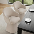 KISLOT Swivel Dining Chairs Set of 2, Upholstered Modern Barrel Dining Chairs with 360° Swivel Base, Chenille Velvet Fabric Accent Kitchen Chairs with Arms, Padded Dining Room Chairs, Sand
