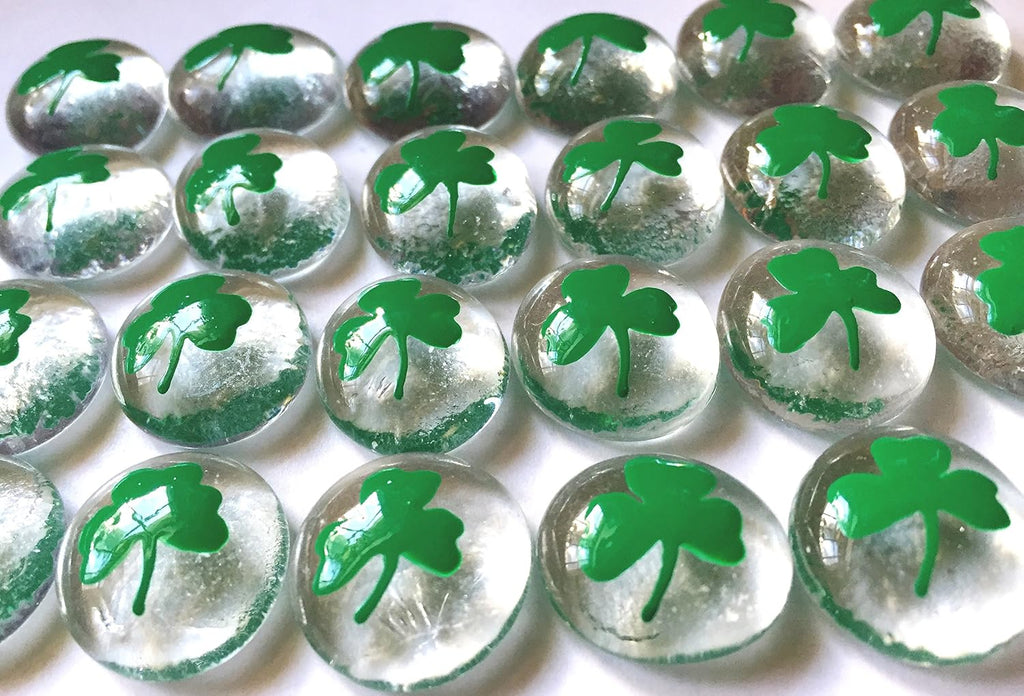 Handpainted Glass Gems Party Favor, Party Decoration, Wedding Decor, Memento, Party Bag Fillers, Crafts & More! (Shamrock)