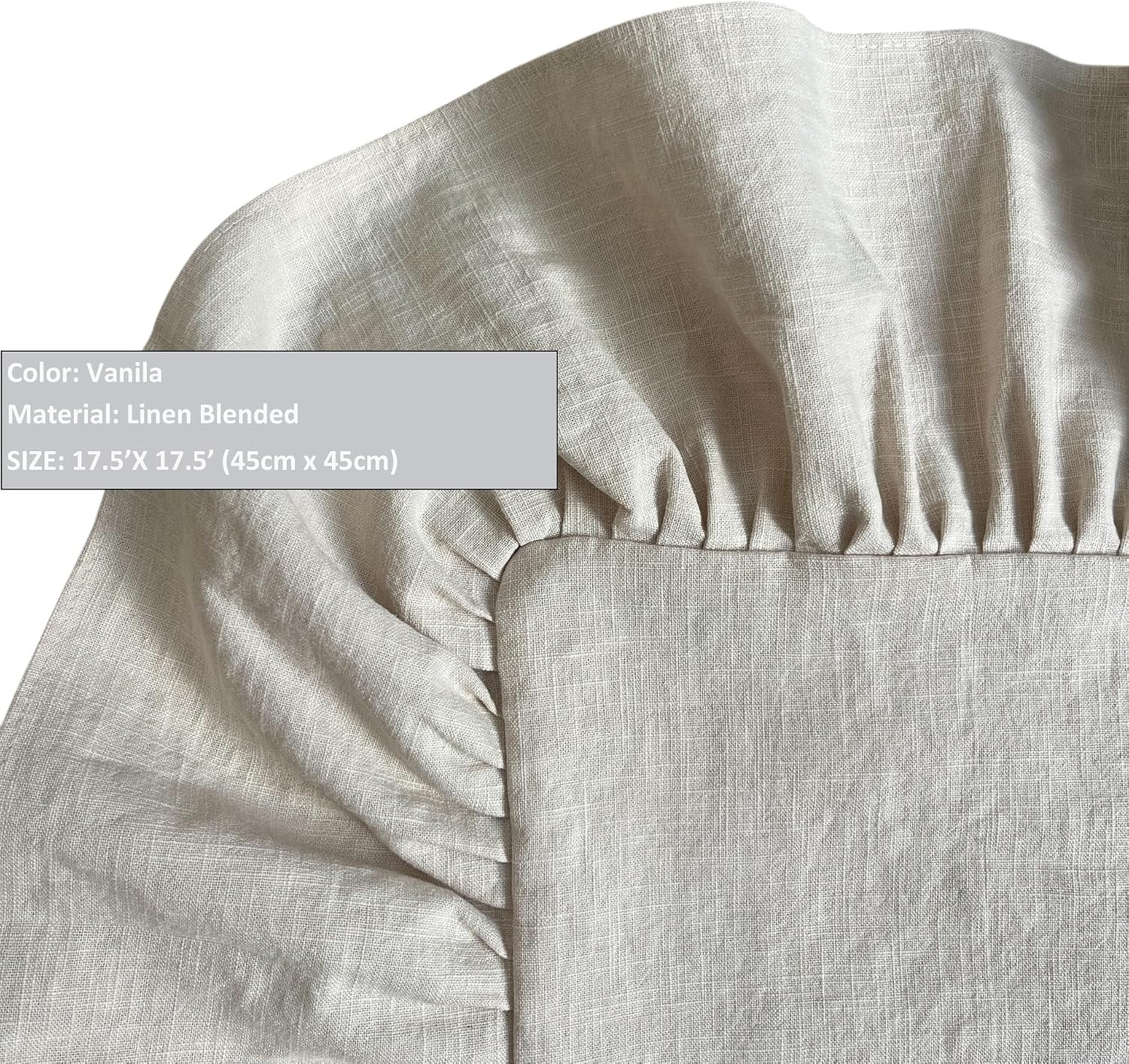Korean Made Chair Pad 17.5'x 17.5' Slipcover Chair Cushion Cover with Ties and Ruffle Farmhouse Decor No Cushion Insert, Stocking Stuffer Gift for Mom (Vanilla)