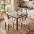Counter Height Dining Table Set for 4,Farmhouse Dining Table Set for 4,Square Bar Kitchen Dining Table with 4 Bar Stools,High Dining Table and Chairs for Dining Room, Kitchen