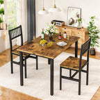 3 Piece Dining Table Set for 2, Small Wooden Kitchen Table Set with Chairs, Space Saving Breakfast Nook Table and Chairs Set of 2, Modern Dinette Set for Dining Room, Apartment, Small Space, Brown