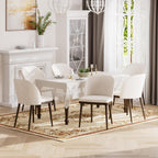 Upholstered Dining Chairs Set of 4 - Modern Dining Room Chairs, Mid-Back Restaurant Kitchen Chairs with Wooden Legs, Beige