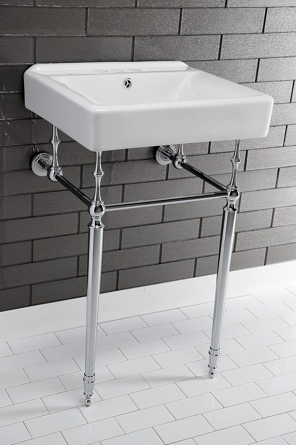 Kingston Brass KVPB2018W41 Edwardian 20-Inch Console Sink with Brass Legs, Polished Chrome