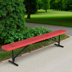 8 Feet Outdoor Steel Bench, Red Heavy Duty Metal Park Bench for Outside, Weatherproof Dock Bench, 96" L Commercial Benches Mesh Bench for Shopping Mall, Store, Lawn, Park, Patio, Deck, Garden