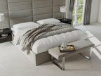 VANT Upholstered Bed Bench - Micro Suede Charcoal Grey - Matte Black - Contemporary Modern, Bedroom Bench Seat, Hallway, or Entryway