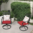 NUU GARDEN Outdoor Patio Swivel Chair Set of 2 Iron Dining Rocker Chairs, with Padded Cushions, for Patio, Garden, Backyard and Balcony, Black and Beige Color