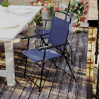 Flash Furniture Mystic Folding Patio Sling Chairs, Outdoor Textilene Lawn Chairs with Armrests, Set of 2, Navy