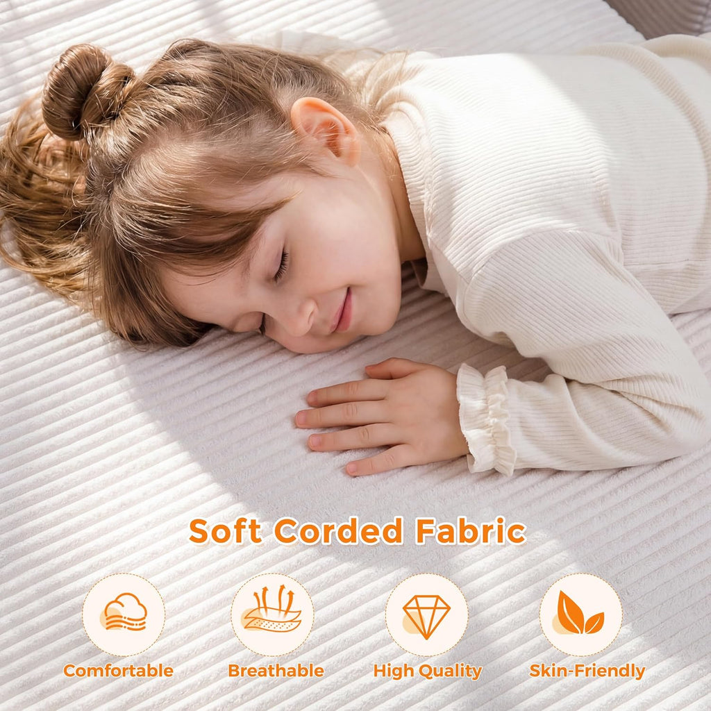 MAXYOYO Convertible Sofa Bed for Boys and Girls, Floor Kids Bean Bag Chair | Pull Out Folding Kids Sofa Chair, Comfy Kids Bean Bag Chair for Playroom, Children's Day & Birthday, Beige