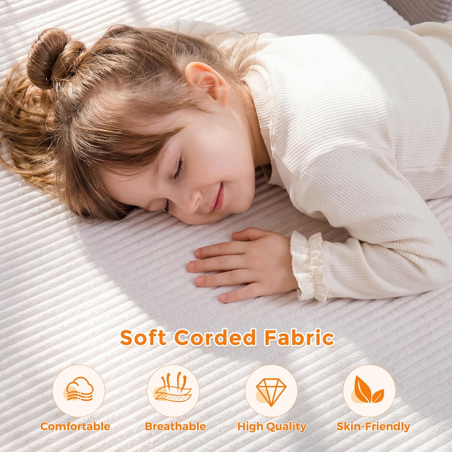 MAXYOYO Convertible Sofa Bed for Boys and Girls, Floor Kids Bean Bag Chair | Pull Out Folding Kids Sofa Chair, Comfy Kids Bean Bag Chair for Playroom, Children's Day & Birthday, Beige