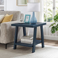 Roundhill Furniture Athens Contemporary Wood Shelf End Table in Navy Blue