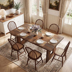 63" Solid Wood Dining Table for 4-6 People, Rustic Rectangular Wood Kitchen Table with Thick Top & Heavy-Duty Legs for Dining Room, Living Room, Rustic Brown