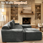 122" U Shaped Oversized Boneless Couch, Comfort Cloud Sectional Couches for Living Room, Modular Sofa High Back & Extra Deep Seat, No Assembly, Soft Chenille (Dark Grey, 122 inch-U shaped（3+2）)