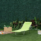 Green 6-Position Folding Chaise Lounge Chair — 265lb Capacity, Powder-Coated Steel FFor rame, Ventilated Mesh Surface, Head Pillow Included