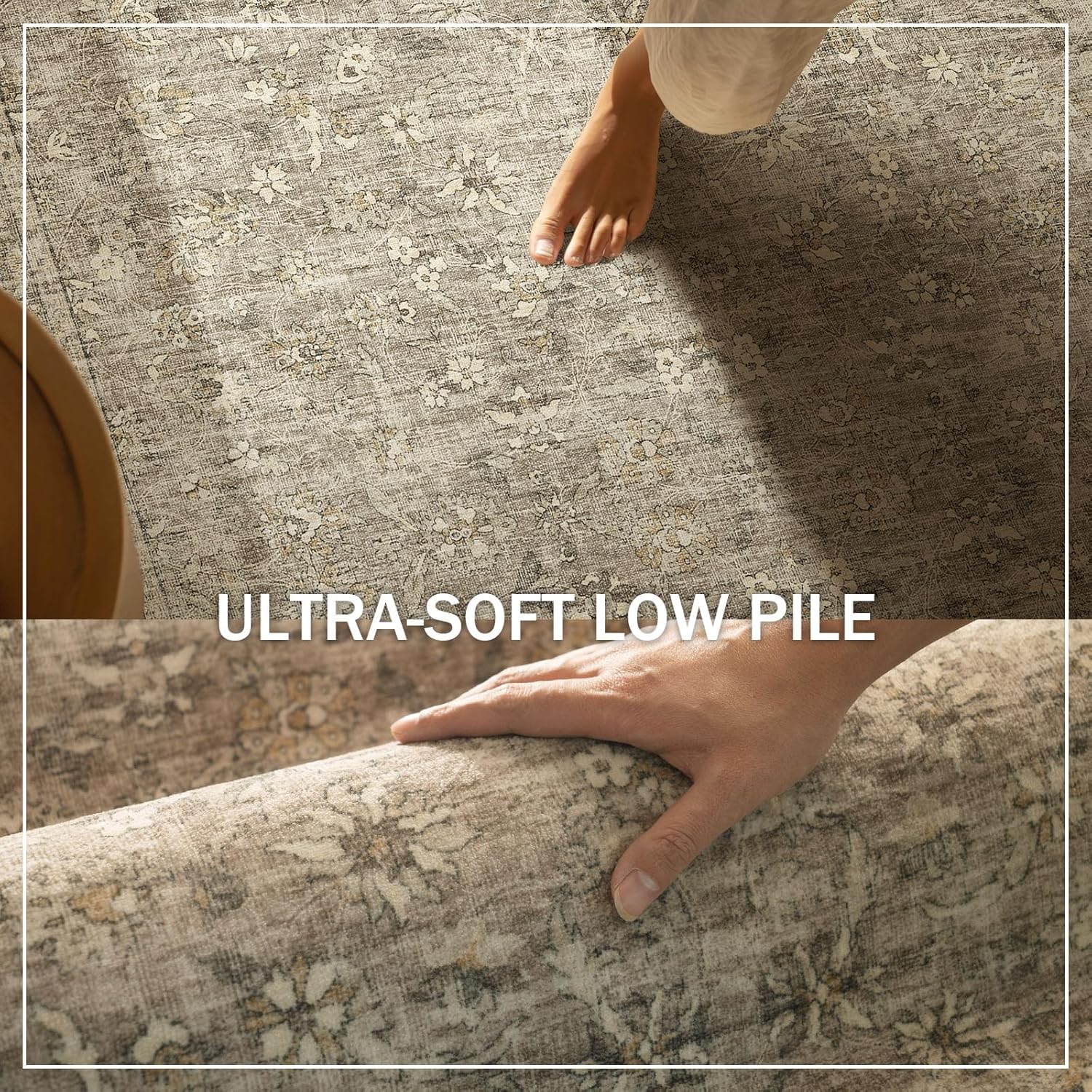 Washable Kitchen Rug Runners for Hallways: 2'6"x8' Bedroom Runner Rug Non Slip Low-Pile Stain Resistant Soft Indoor Floor Carpet Runner for Indoor Entryway Hallways Kitchen Laundry Room Farmhouse
