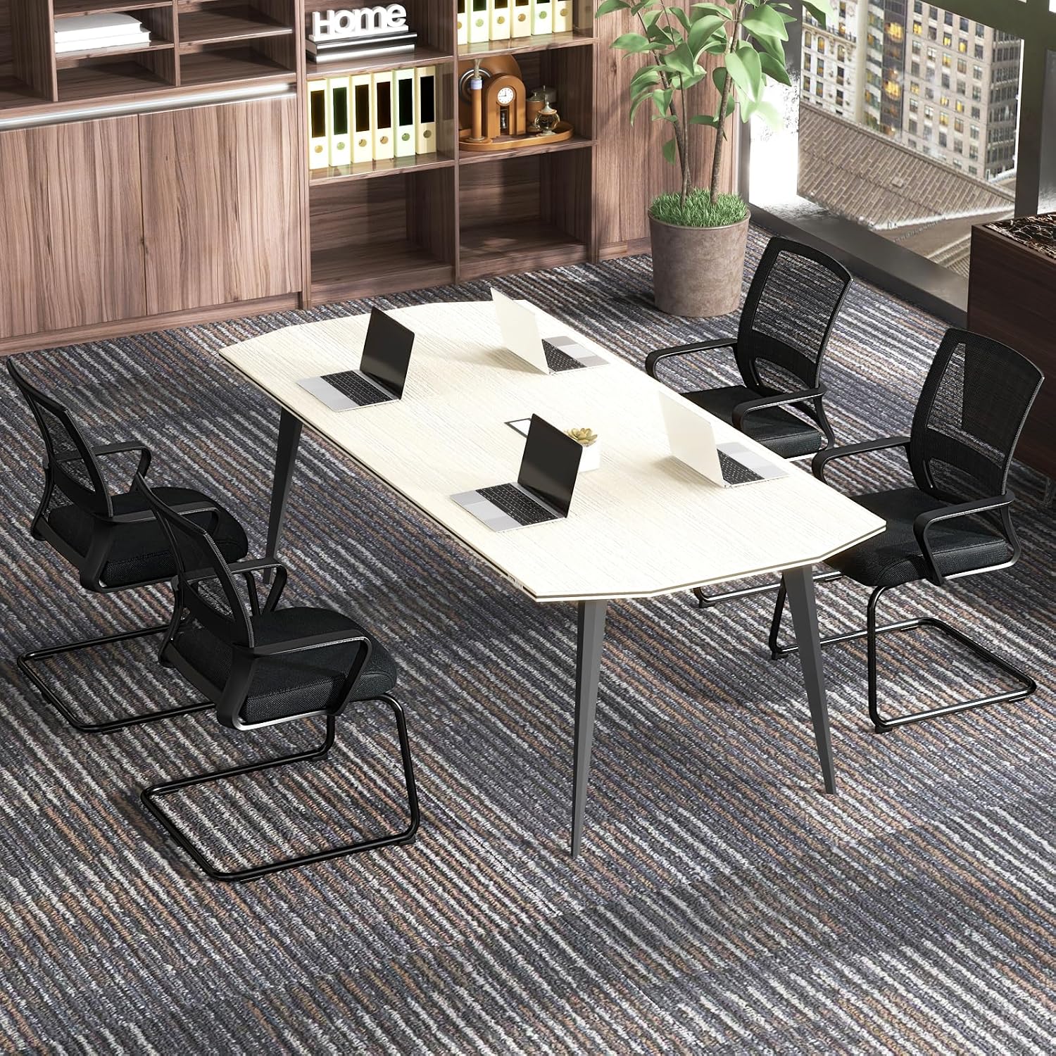 Giantex Office Guest Chair Set of 2, Guest Conference Chair w/Lumbar Support Ergonomic Backrest, Metal Frame Sled Base Mesh Executive Chair, Desk Chair for Reception Conference Room, Waiting Room