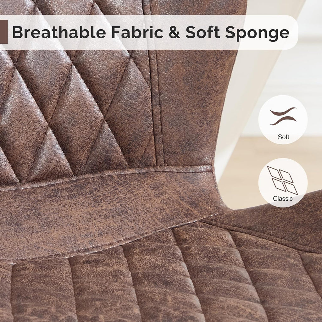 Dining Chairs Set of 4, Comfy Modern Dining Chairs with Thick Cushions, Upholstered Fabric Kitchen Side Chairs with Adjustable Metal Legs for Dining Room (Brown)