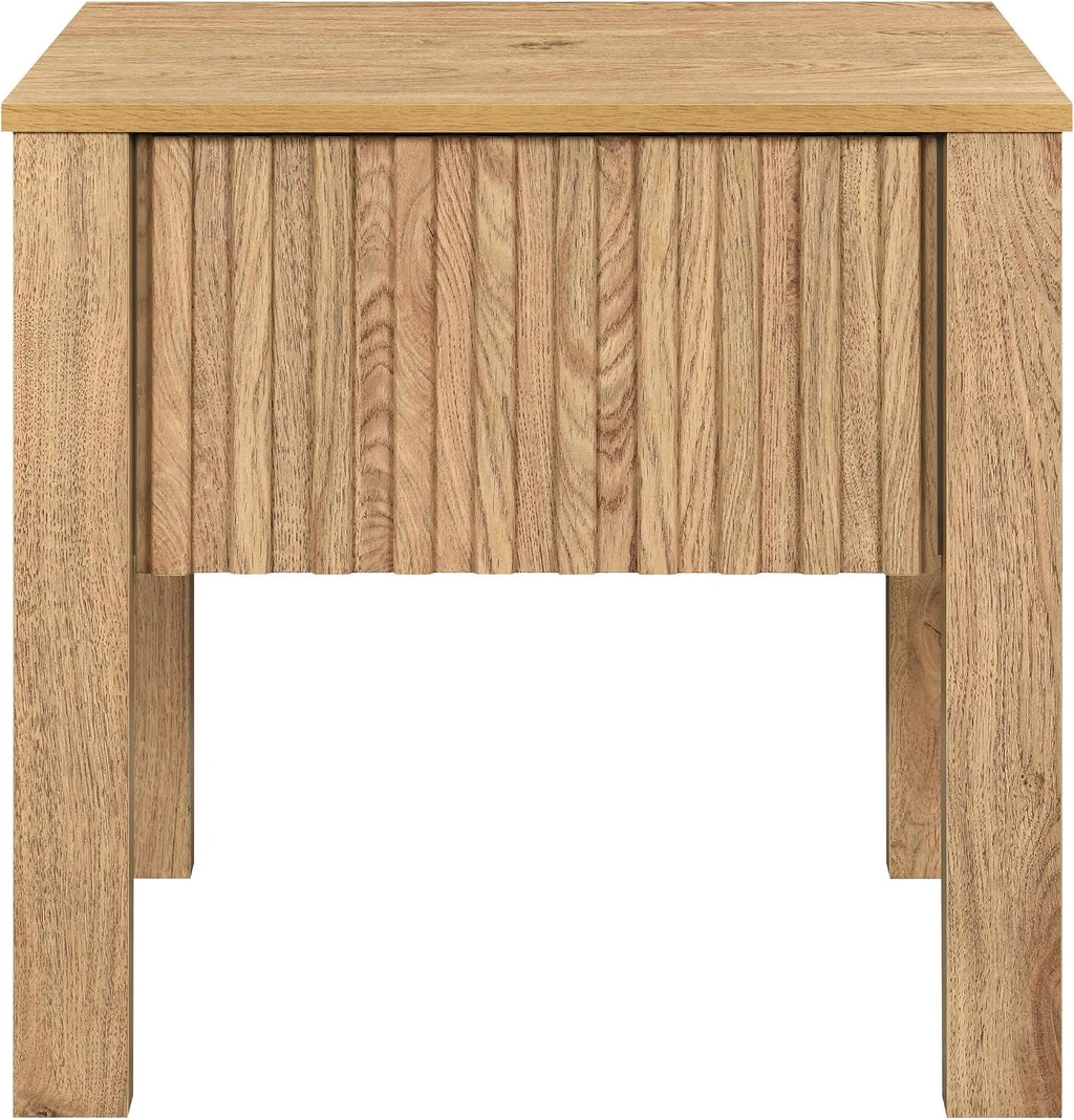 New Classic Furniture Thayer Wood 1-Drawer End Table/Bedside Table in Natural