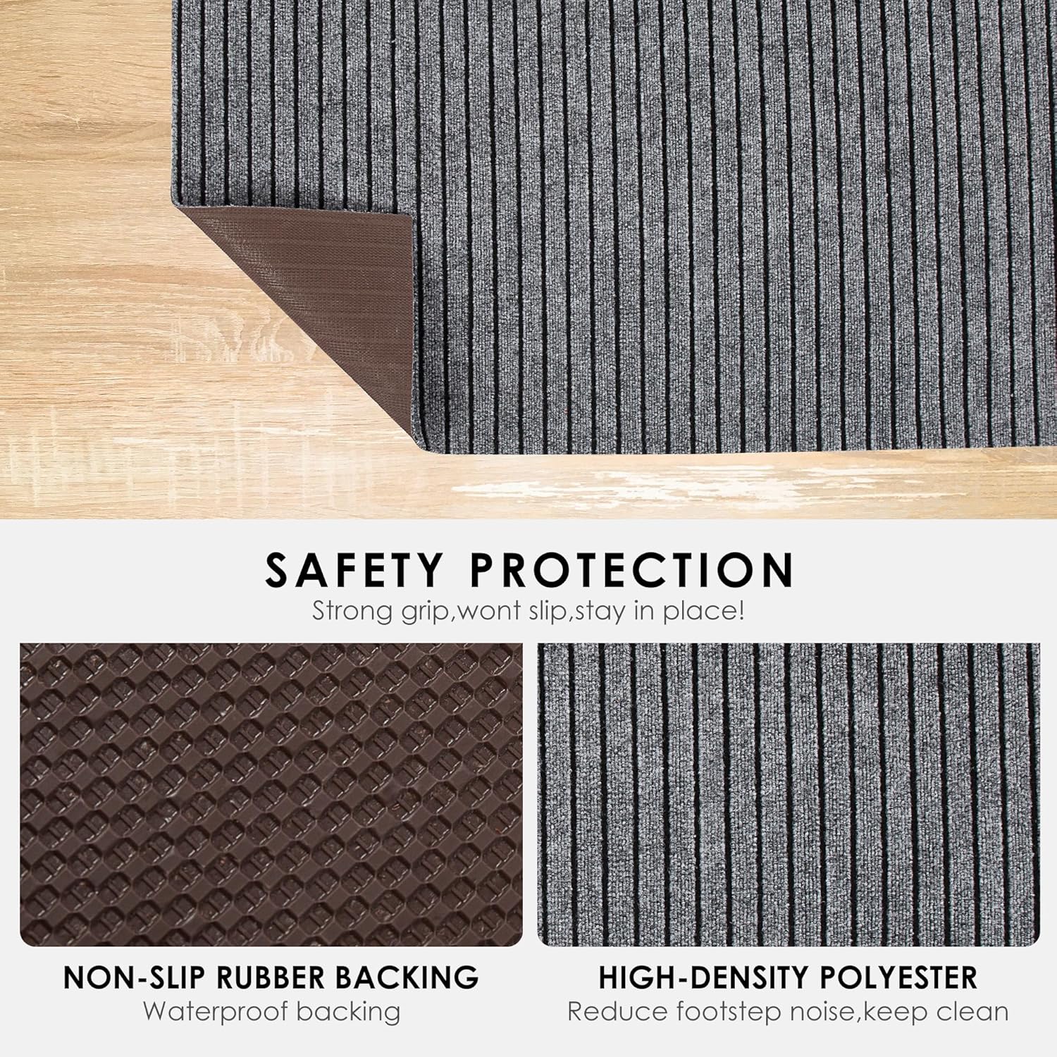 koloko 2ft x 6ft Runner Rug Non-Slip Outdoor Indoor Carpet Runner Custom Size Floor Runners Area Rugs Mat with Rubber Backing for Hallway Entryway Balcony Patio Kitchen Garage Stair Laundry